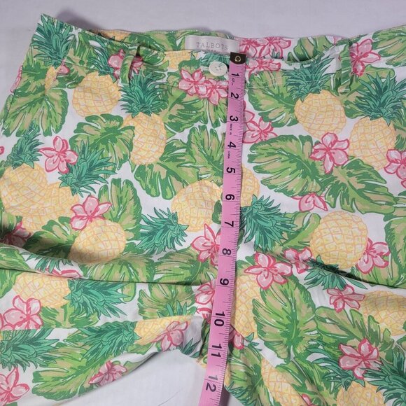 Talbots Women Cotton Blend Tropical Pineapple Print Bermuda Shorts Size 8 - Picture 5 of 8
